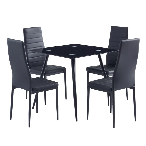 4pcs High Backrest Pu Leather Dining Chairs