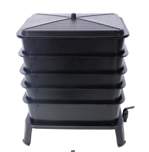 Black 5‑Layer Worm Composting Bin – 50L Capacity, Stackable Plastic Design