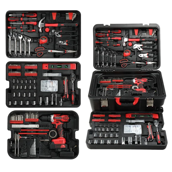 599 21V Drill Tool Set with Rolling Toolbox – Durable Chrome‑Plated Steel Hand Tools