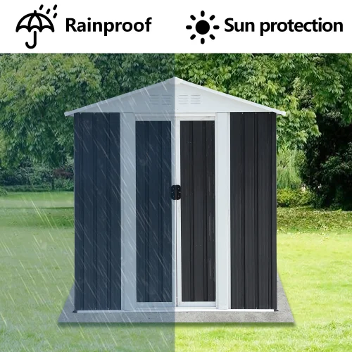 5x3 Feet Dark Grey Outdoor Storage Shed with Aluminum Alloy Frame with Base