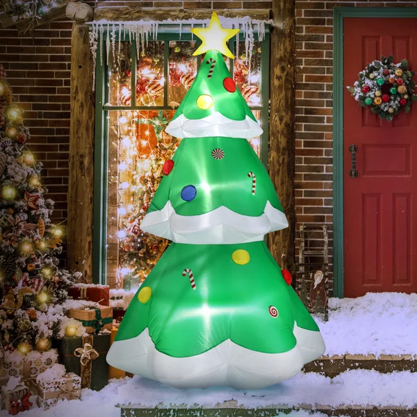 6.9ft Christmas Tree with 4 Led Light Bundles and Pocket Inflatable Decoration