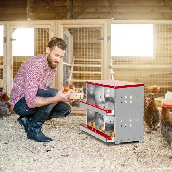 6 Compartments, 84x43x62, Sloping Roof, Disassembled, Iron, Red