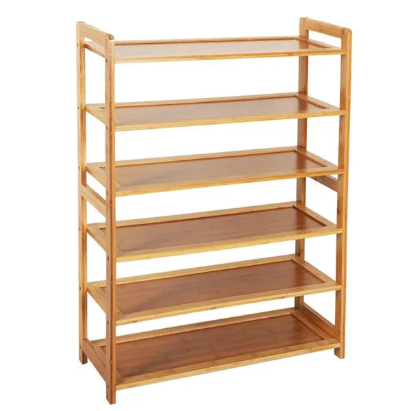 6-story Flat Shoe Rack in Natural Wood Color