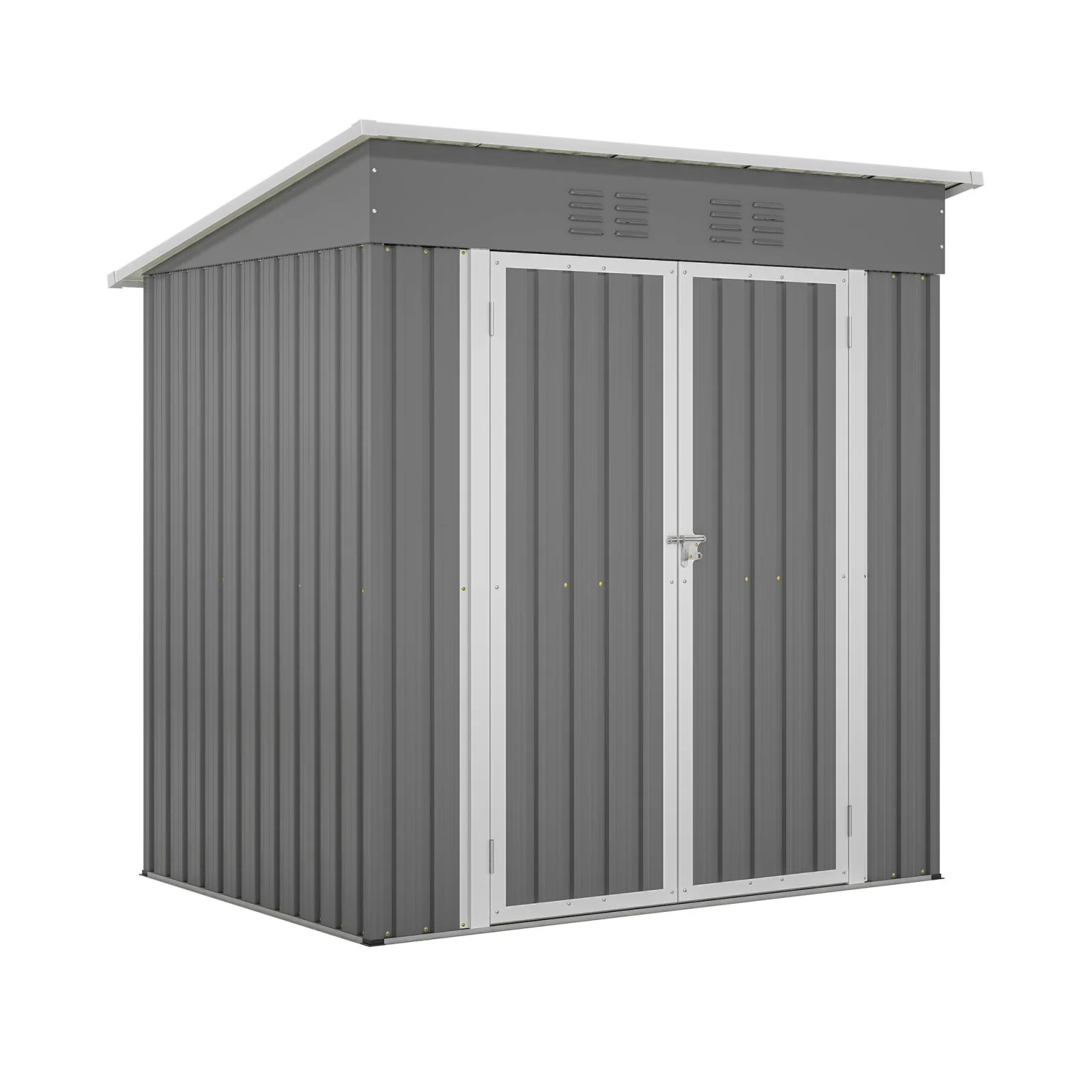 6'x4' Outdoor Metal Storage Shed for Garden Tools Lockable Door with Floor Frame