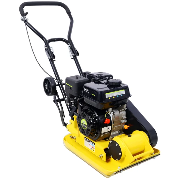 Yellow 7.0 HP Gas Vibration Plate Compactor 20×14 in with Wheels