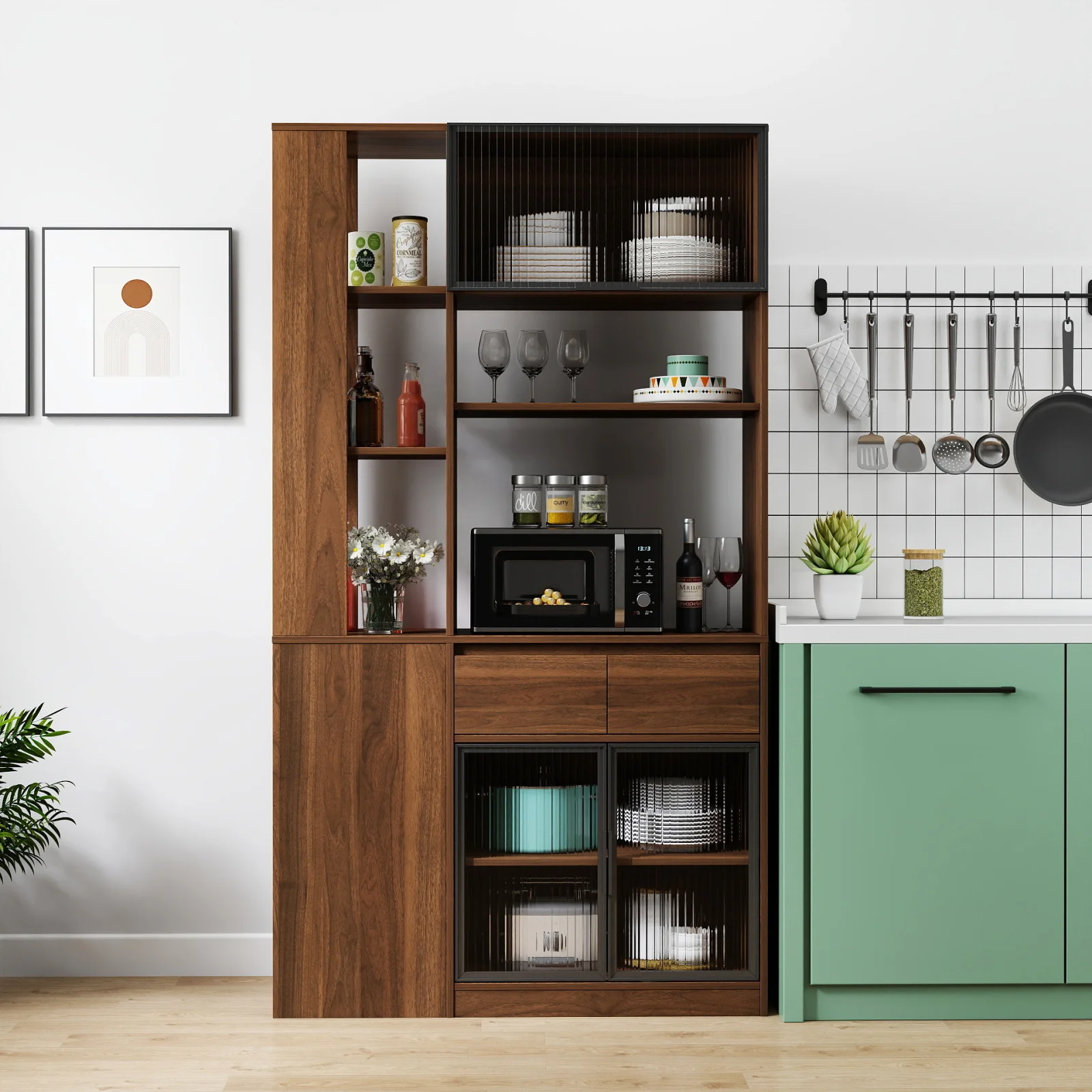 70.87 H Tall Storage Cabinet with Multi-functional Storage Spac, Modern Wooden Entrance Organizer for Hallway, Living Room