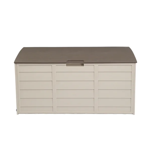 75 gal Brown Plastic Patio Storage Box with Wheels and Lockable Lid