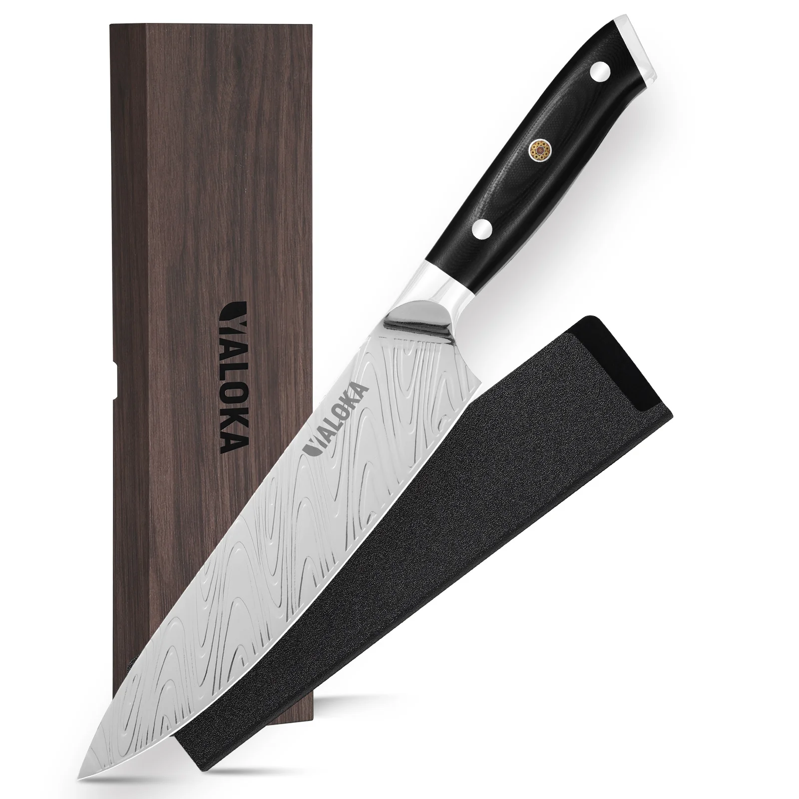 8 Inch Chef Knife Japanese Chef's Knife 7cr17mov High Carbon Steel Japanese Knife Full Tang G10 Handle Black Titanium Coated Blade Professional Cooking Knife Kitchen Knife