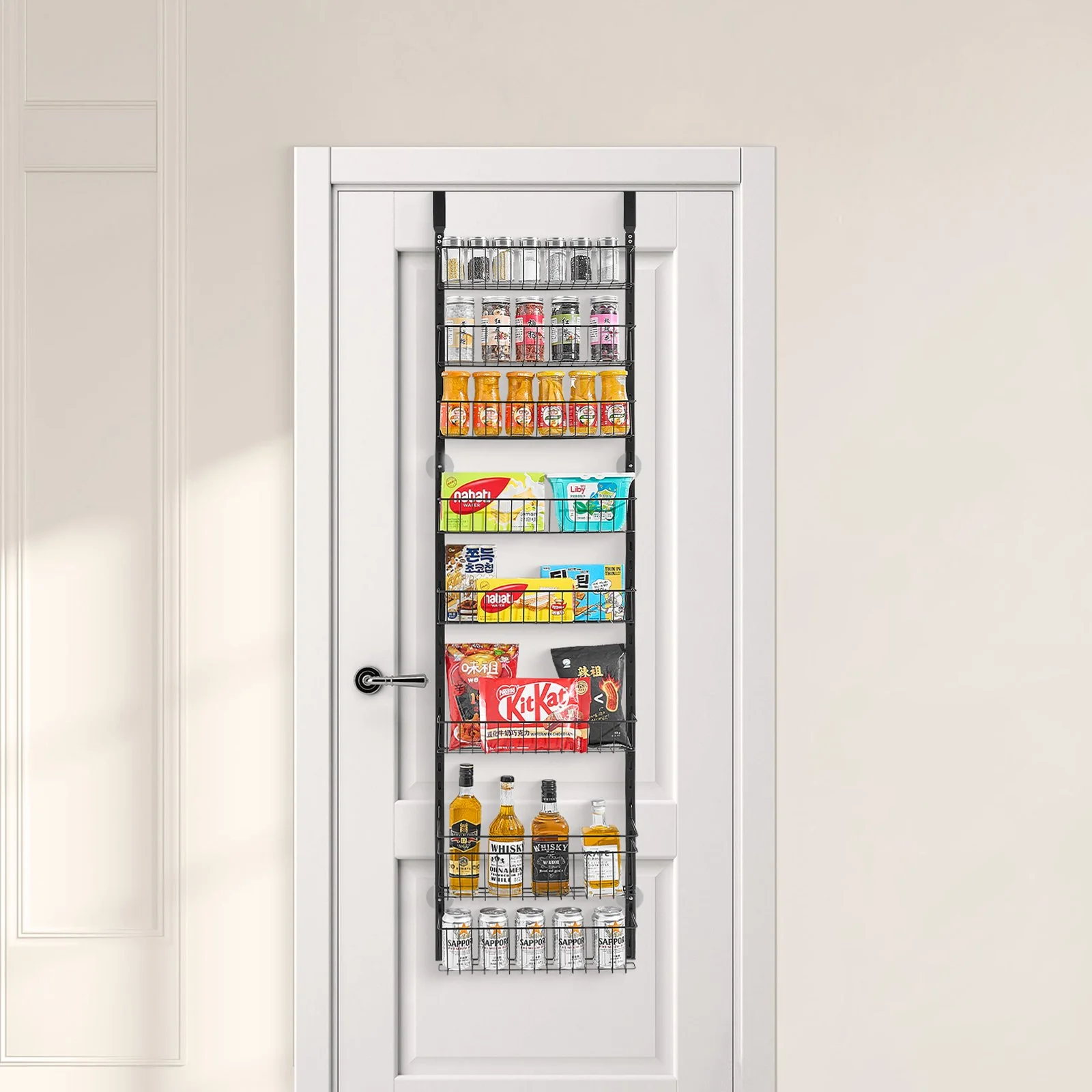 8-tier Over the Door Pantry Organizer Hanging Storage Rack Adjustable Kitchen