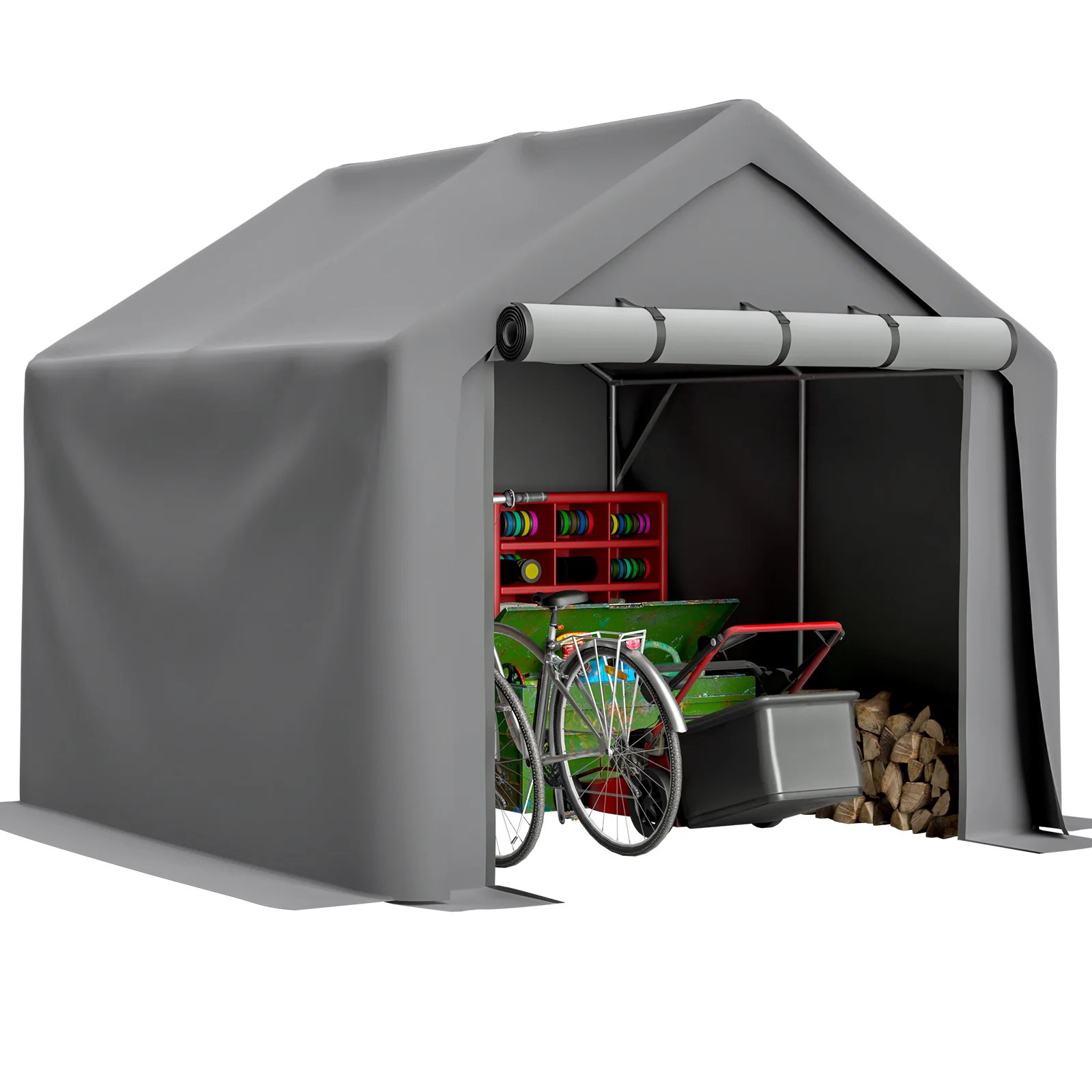 8x8 Ft Multi-purpose Outdoor Shelter Waterproof & Uv-resistant with Roll-up Doors
