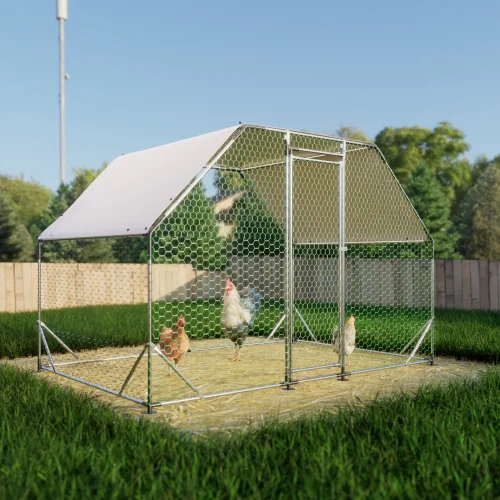 Large metal chicken coop walk‑in cage with waterproof cover – 10 ft x 6.5 ft