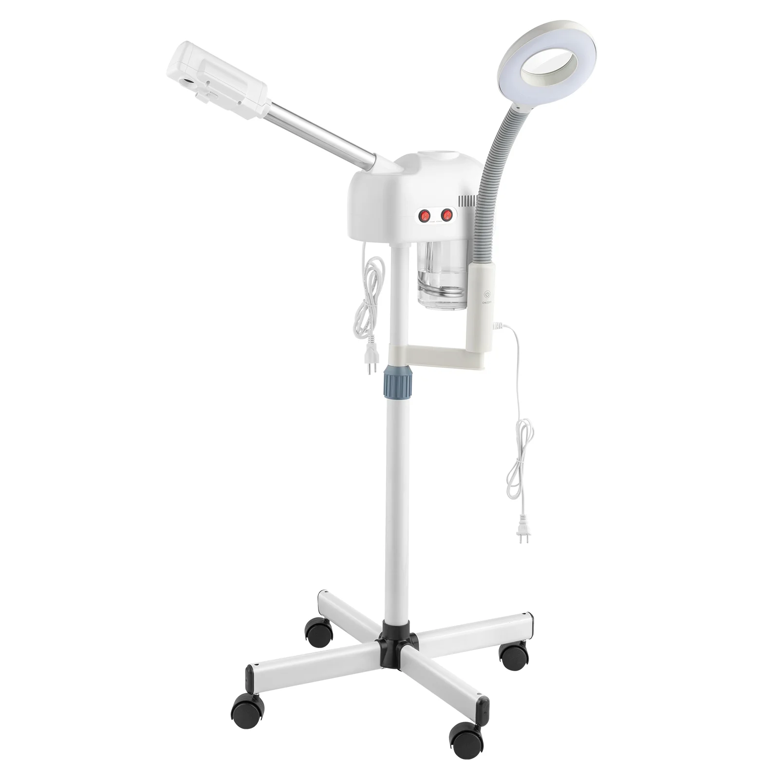 Adjustable Facial Steamer Cart with Magnifying Lamp and Ozone Spray for Salon