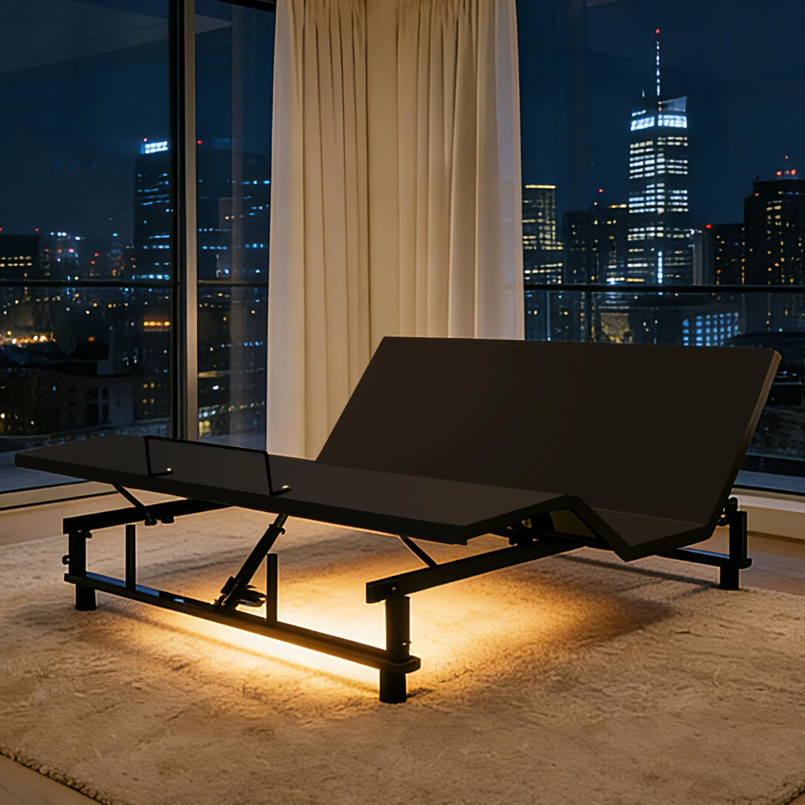 Adjustable Bed Base Frame Head and Foot Incline Quiet Motor King Size Zero Gravity, 4 Ports Usb, Under-bed Nightlight