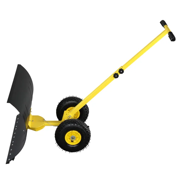 Adjustable Manual Snow Removal Vehicle with Steel Blade, Yellow Arms and Black Wheels