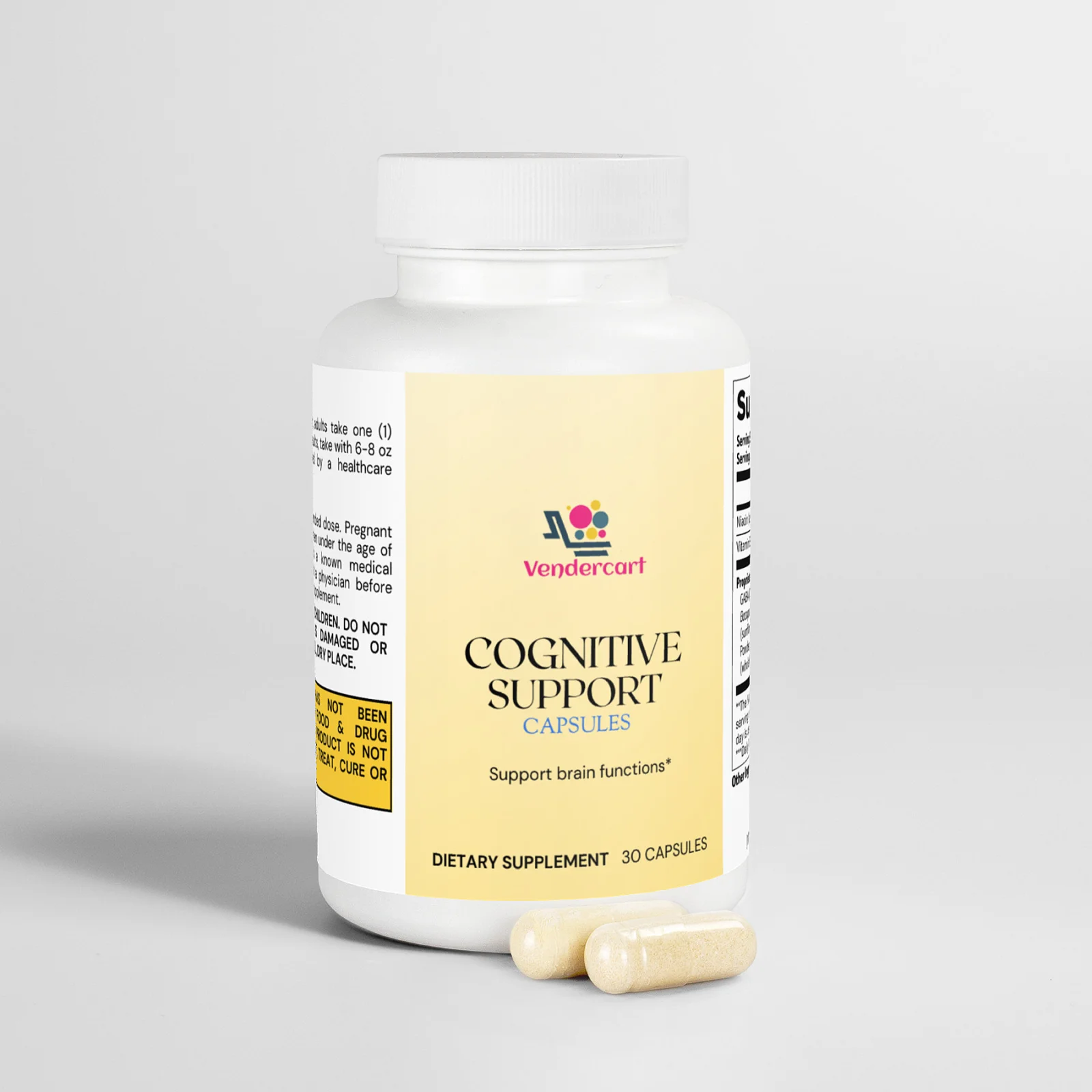 Cognitive Support Capsules with Niacin, B6, GABA, Bacopa for Focus and Mental Clarity
