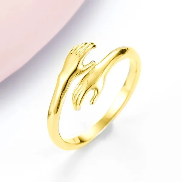 Adjustable Simple Geometry Ring in Silver or Gold Alloy with Electroplated Finish