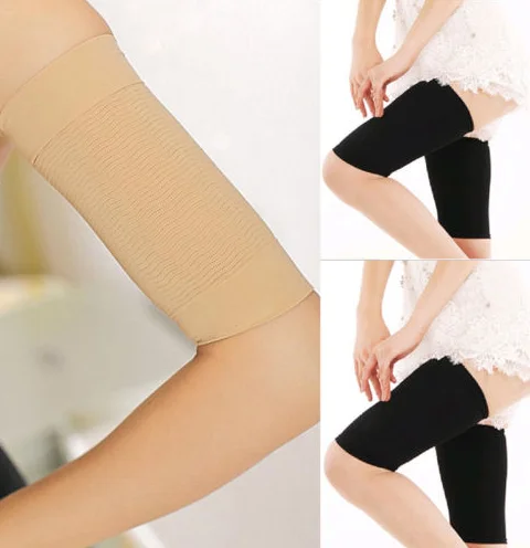 Wave‑pattern arm and leg slimming shaper sleeve, black acrylic compression