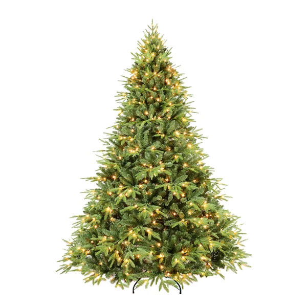 Artificial 6.5ft Green Christmas Tree with 2225 Pe Pvc Mixed Branch Tips, 450l Warm White Led, Steel Wire, Hinged Premium & Foldable Base for Indoor Holiday Decorating