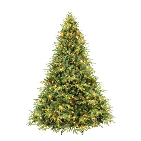 Artificial 6.5ft Green Christmas Tree with 2225 Pe Pvc Mixed Branch Tips, 450l Warm White Led, Steel Wire, Hinged Premium & Foldable Base for Indoor Holiday Decorating