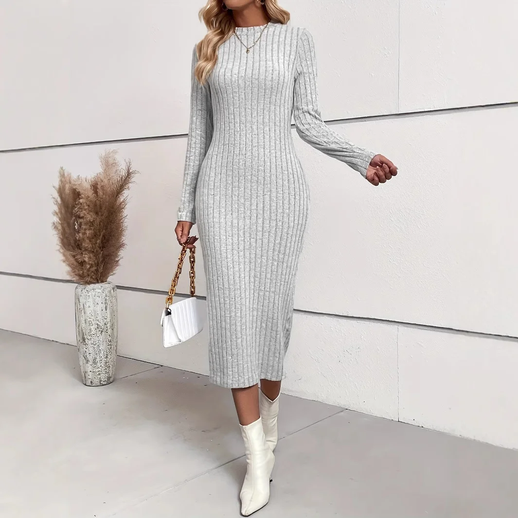 Autumn and Winter Knitted Jacquard Dress Slim Fit