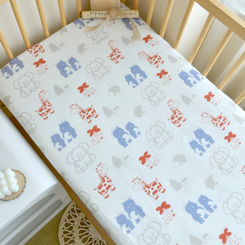 Baby Bamboo Fiber Gauze Fitted Sheet Childrens Bed Sheet Mattress Cover