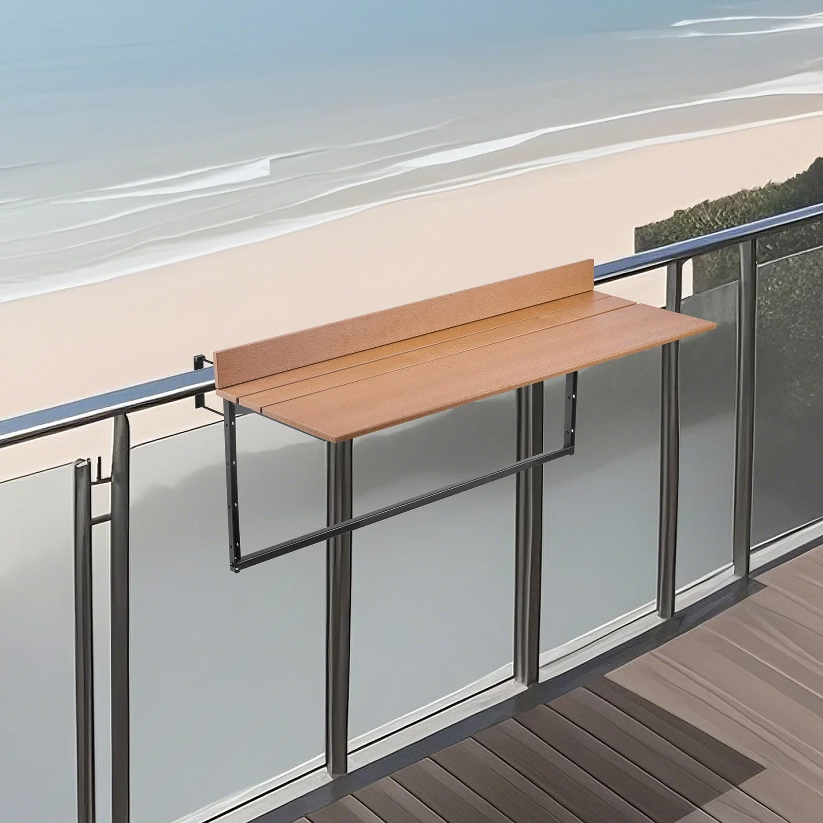 15x39 in Balcony Hanging Table – Rust‑Resistant Railing Bar Table for Outdoor Patio