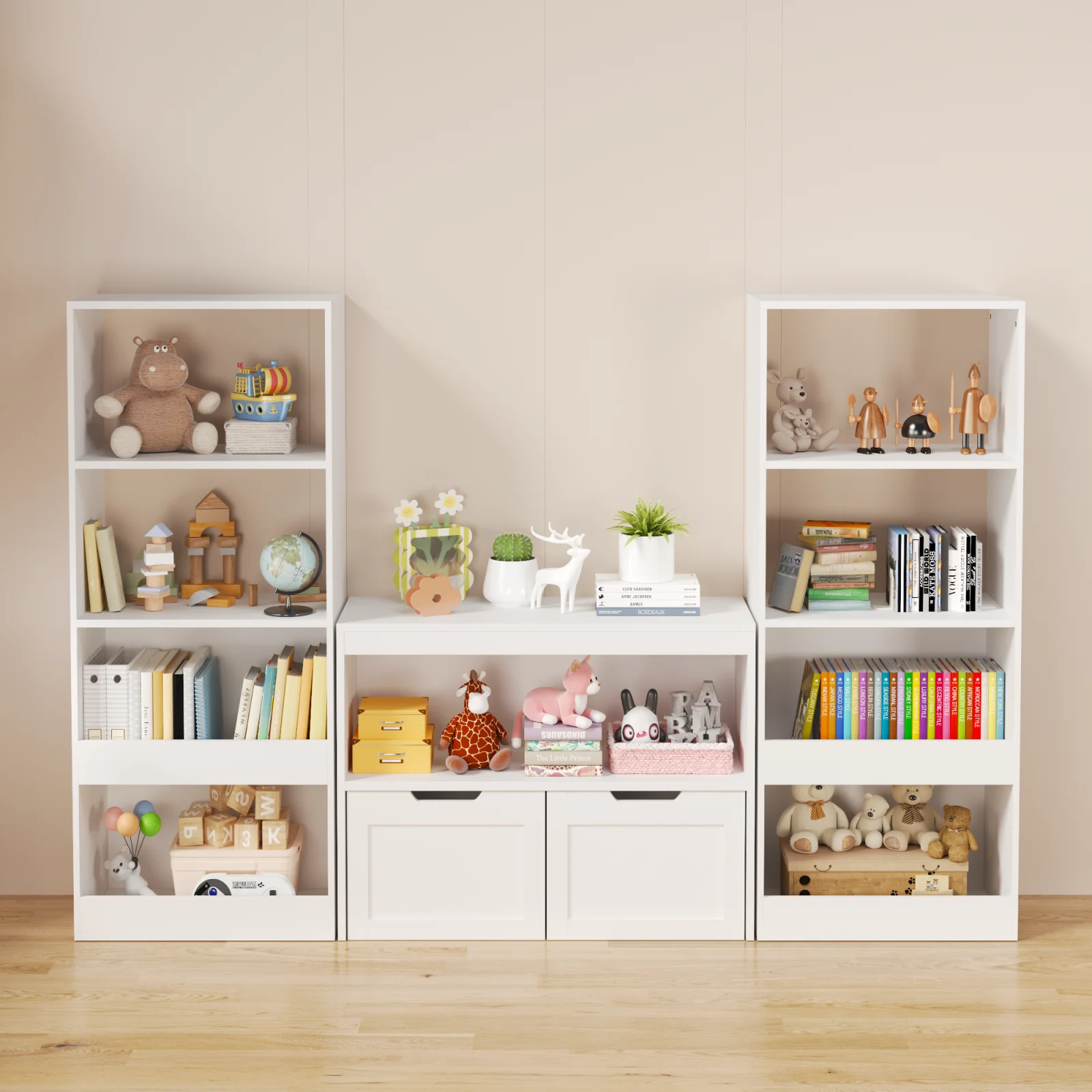 Book Organizer, Toy Storage Cabinet Organizer, White
