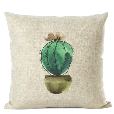 Cactus Cotton Linen Cushion Cover Home Car Interior