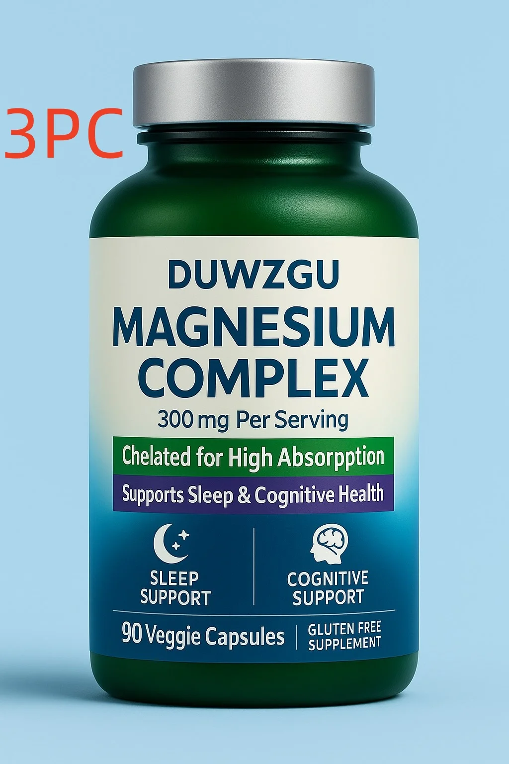 Magnesium capsule supplement with glycinate, malate and theanine – 90 count