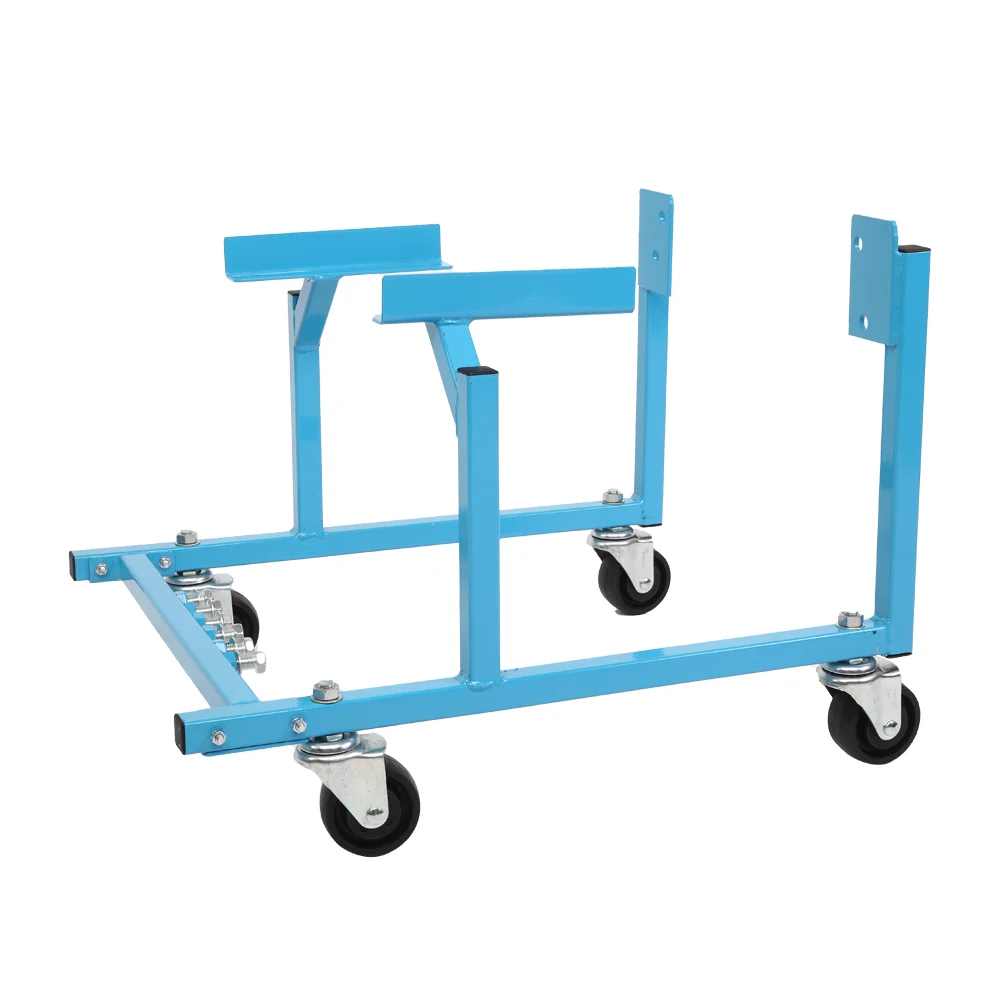 Heavy Duty Blue Steel Engine Cradle with Swivel Casters for Ford Engine Repair
