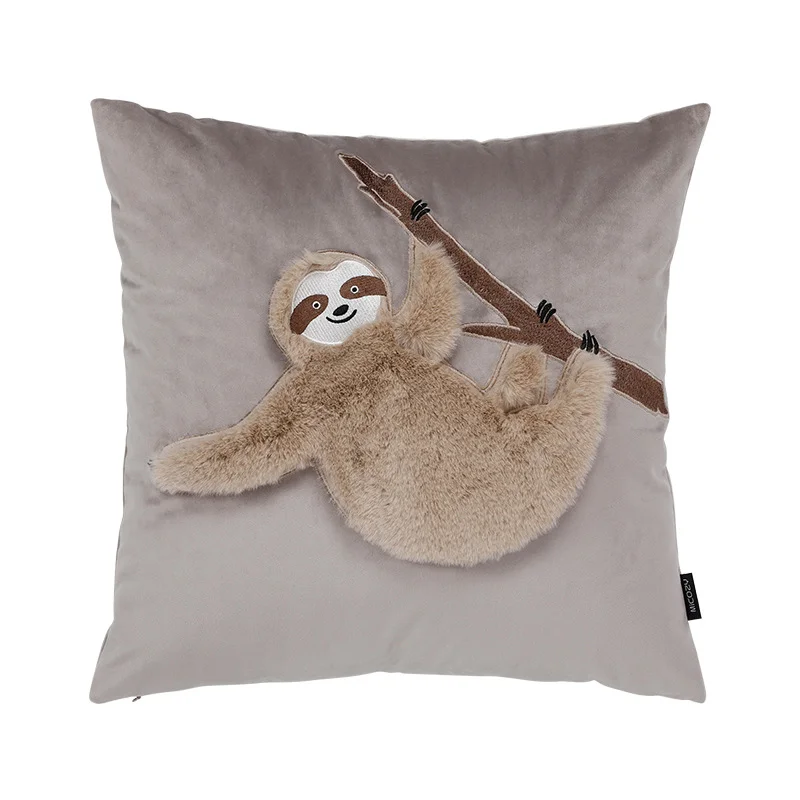 Cartoon Childrens Pillowcase Sloth Sheep Plush Fur Cushion Cover
