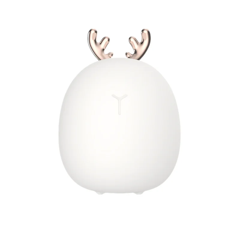Cute Cartoon Deer Silicone Night Light with Rabbit Design, USB Rechargeable LED for Kids Bedroom