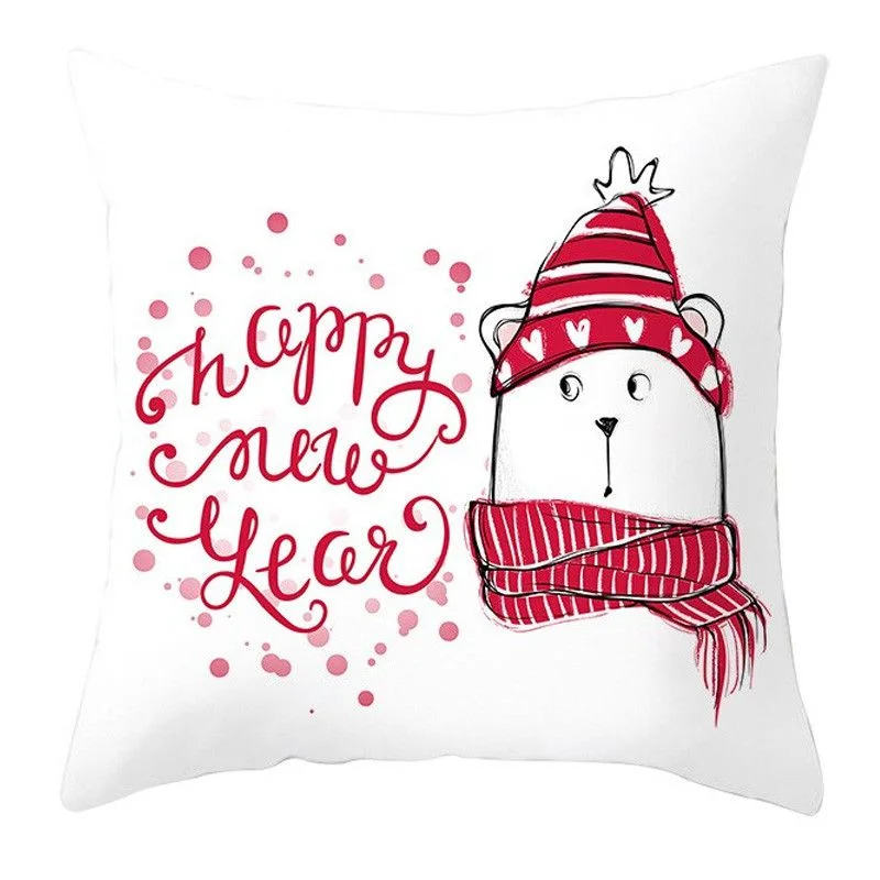 Cartoon Simple Christmas Square Throw Pillow Cover Digital Print