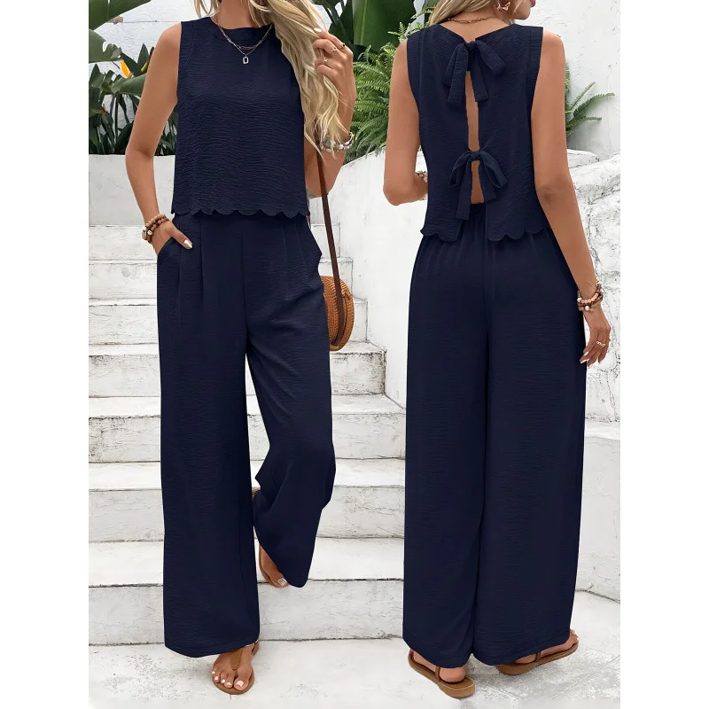 Casual Sleeveless Vest Casual Trousers Suit Summer Tank Top Casual Pants Set for Daily Wear Women's Clothing