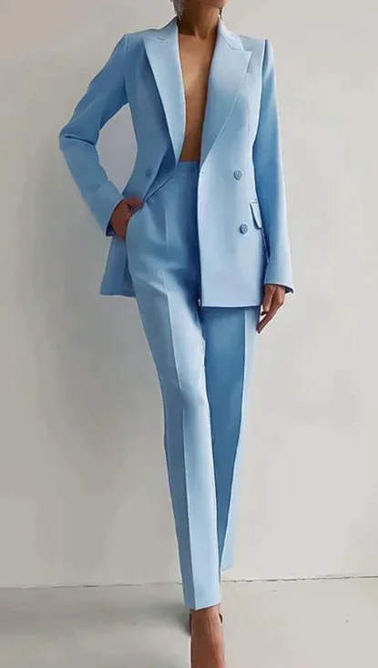 Casual Suits Fashion Long Sleeve Single-breasted Jacket Top and Slim Fit Trousers Women's Business Suits