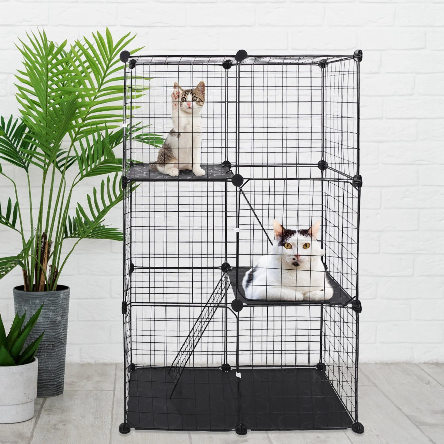 Cat Cage Diy Indoor Pet House, Small Animal House. Detachable Playpen with 3 Doors and 3 Layers, Suitable for Kittens, Puppies, Rabbits