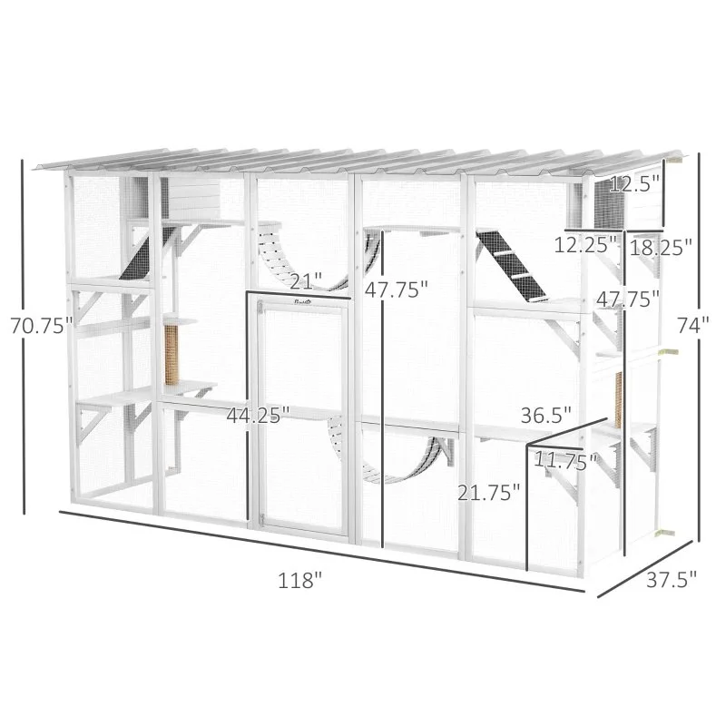 Cat Window Box , Large Catio with Shelves & Bridges, Outside Enclosure for Multiple Cats, Multiple Packages Shipped. Please Pay Attention to the Dimensions and Weight in the Details.
