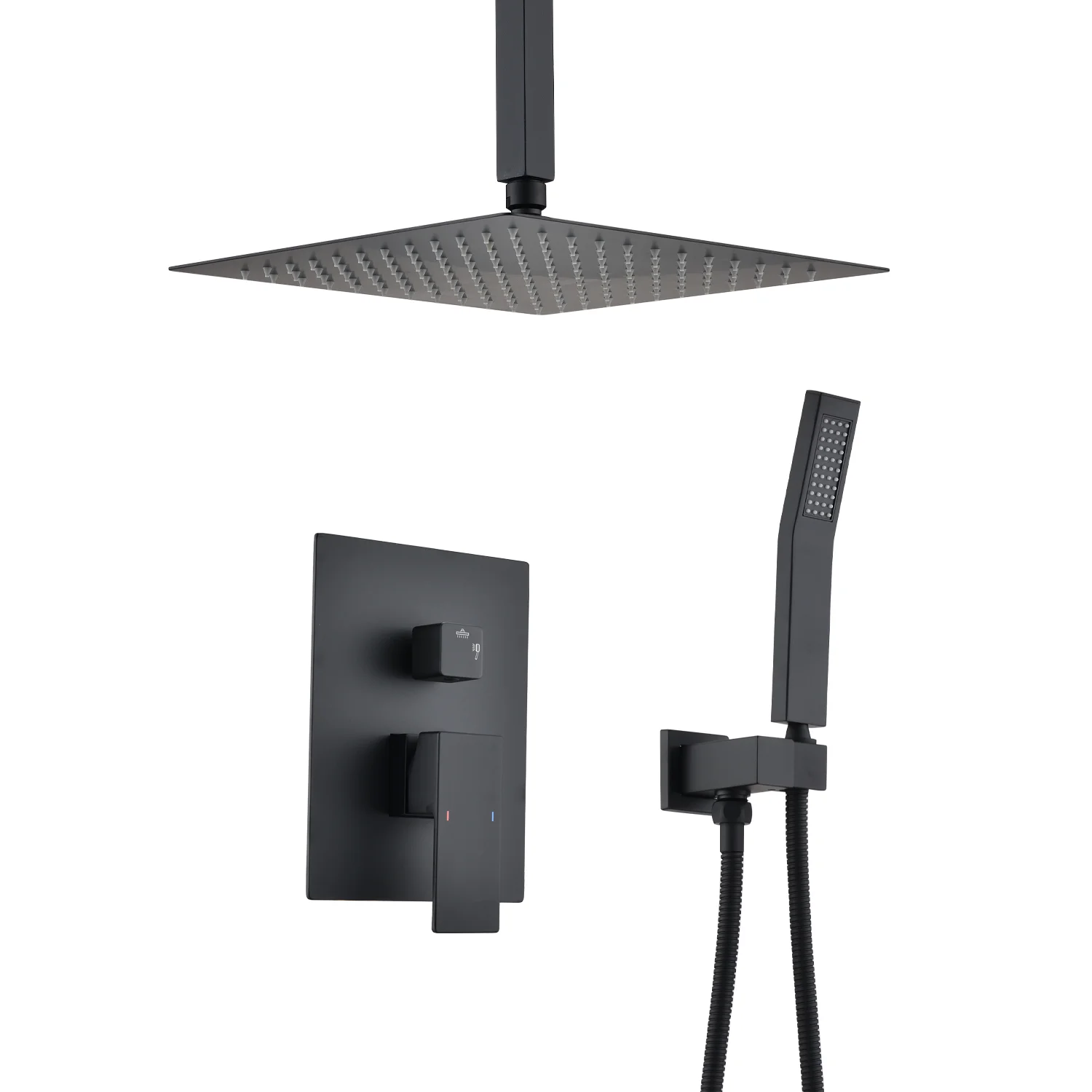 Ceiling Mounted Shower System Combination Kit with Handheld and 16 Inch Shower Head