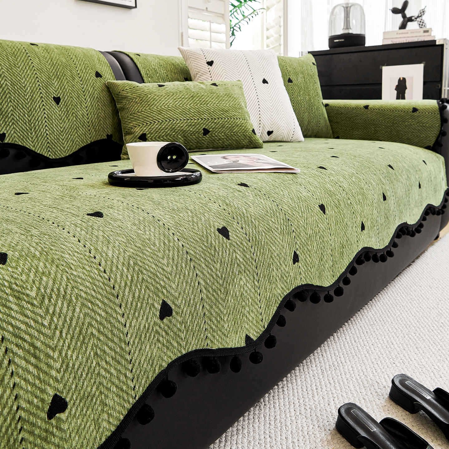 Chenille Straight-row Leather Sofa Cushion