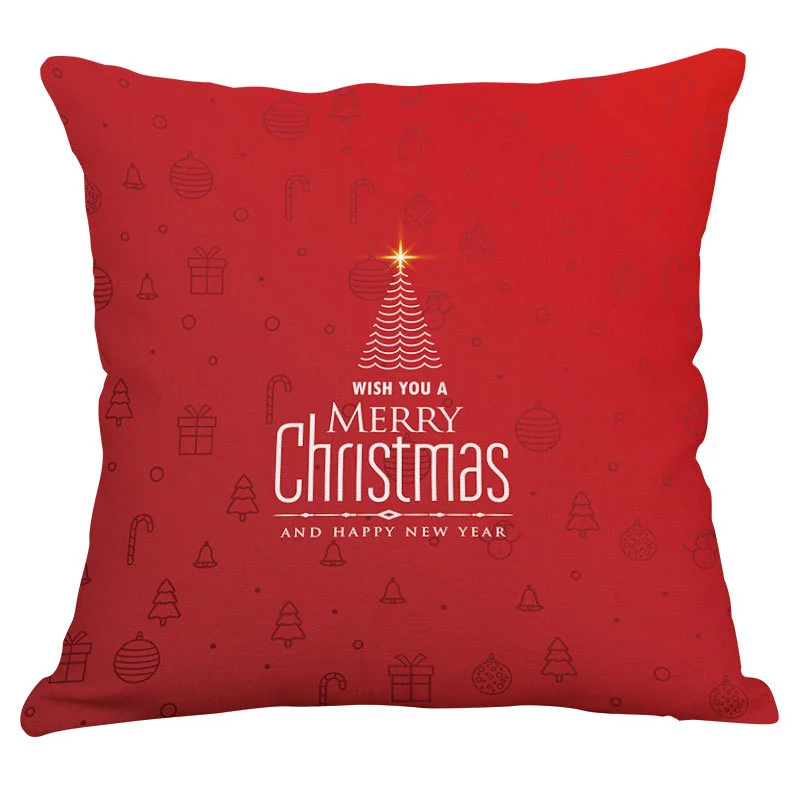 Christmas Cotton and Linen Pillowcase Cartoon Print