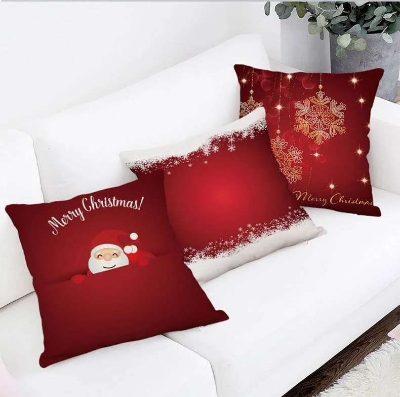 Christmas Cotton and Linen Pillowcase Cartoon Print
