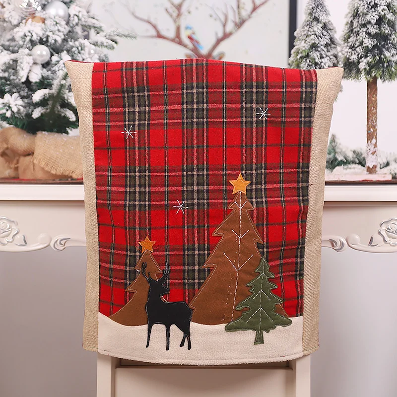 Christmas Decorations Forest Plaid Chair Cover