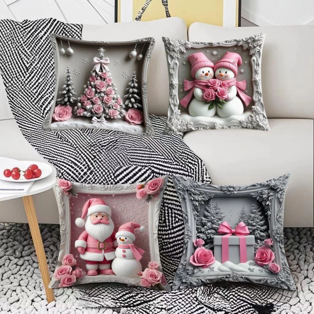 Christmas Festival Elk Rabbit Linened Cushion Cover