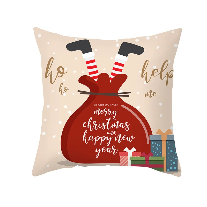 Christmas Pillowcase Cartoon Printed Peach Skin