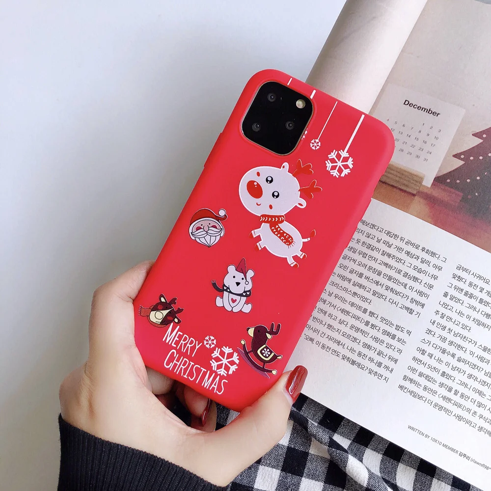 Christmas Red Cartoon Frosted Painted Phone Case