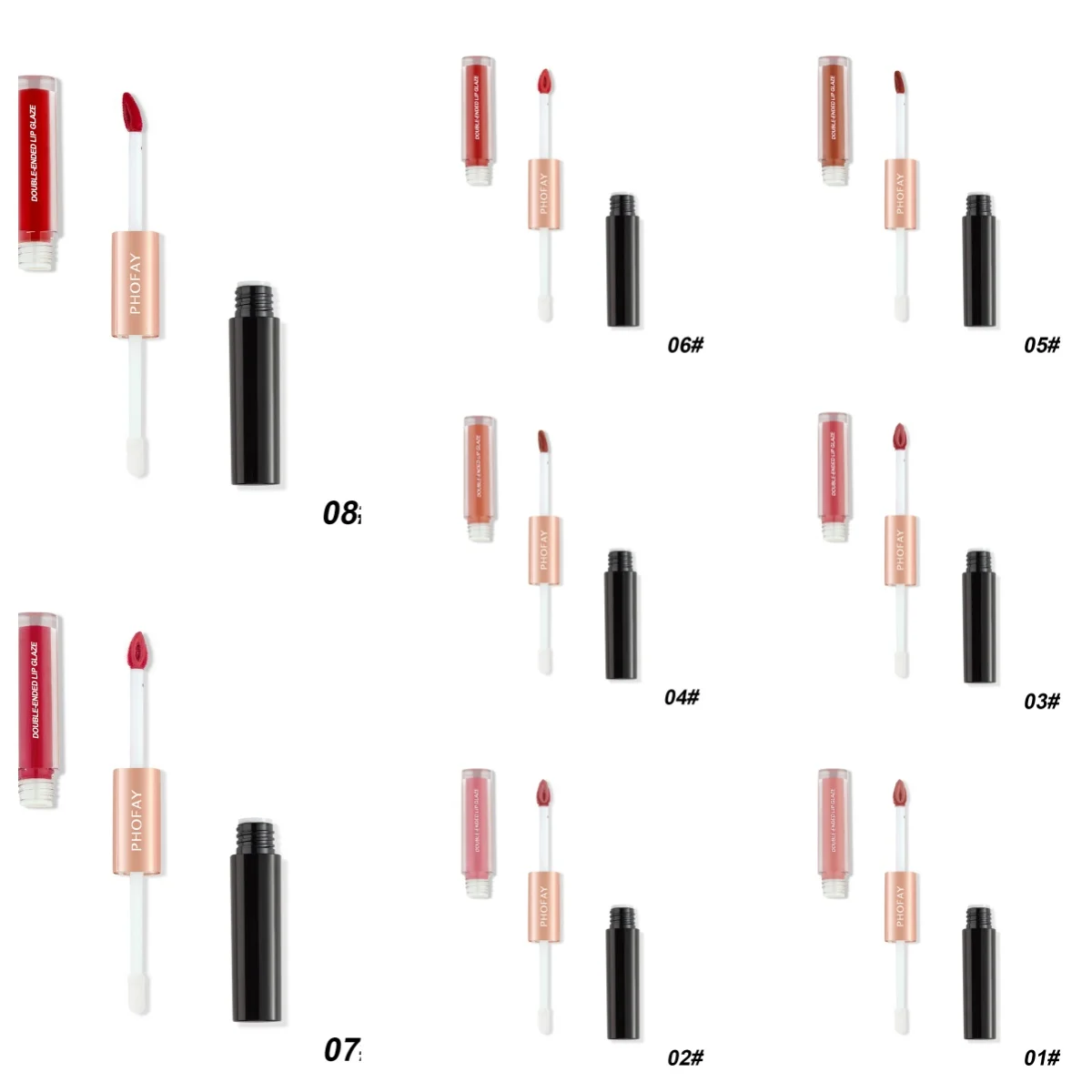 Double Head Non-Stick Glossy Lip Balm with Built-In Mirror for Hydration