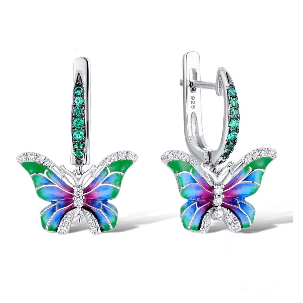 Colorful epoxy butterfly ring set – copper earrings, pendant, necklaces, and rings
