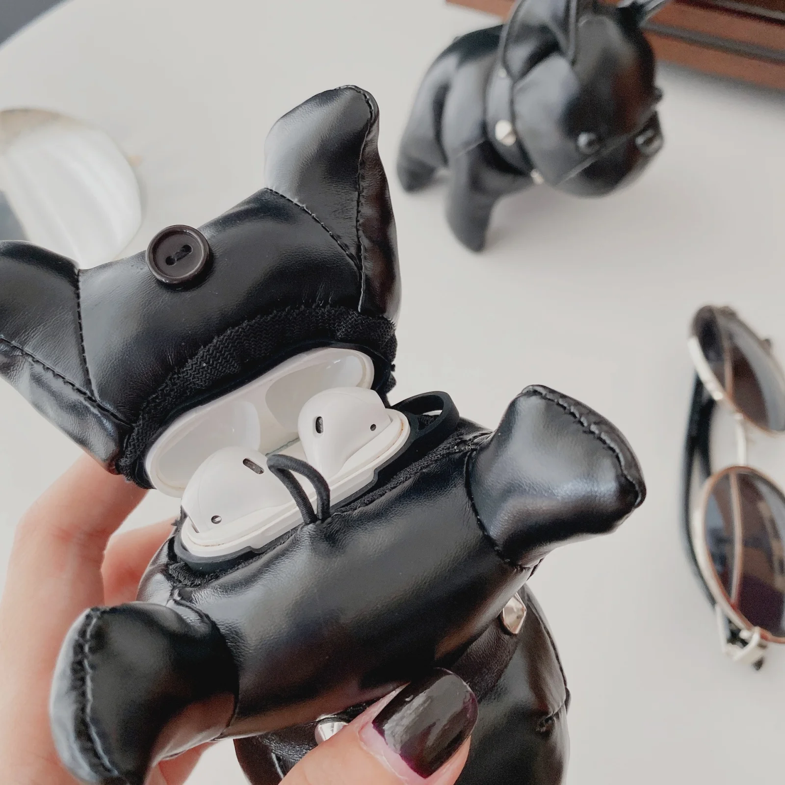 Compatible with Apple, Leather Bulldog Headset Wireless Bluetooth Silicone Case