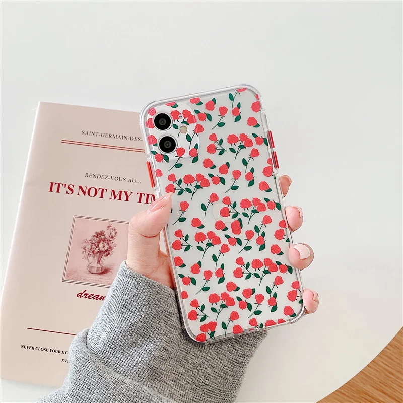 Compatible with Apple , Silicone Soft Phone Case Transparent Anti-drop Two-color
