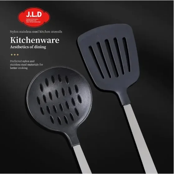 Cooking Utensil Set Premium 5 Piece Kitchen Utensil Set - Stainless Steel Handle and Nylon Faucet, Non-stick, Heat Resistant, for Home, Kitchen Gift